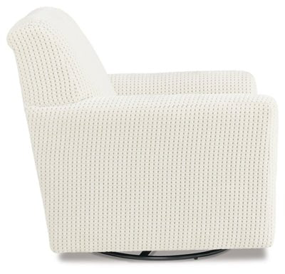Herstow Swivel Glider Accent Chair - White Swivel Glider Chair modern furniture Contempo Furniture