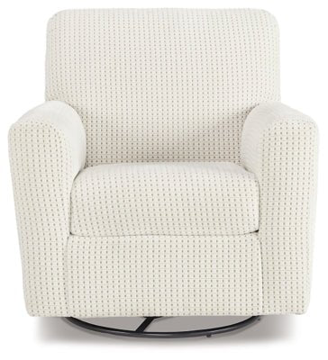 Herstow Swivel Glider Accent Chair - White Swivel Glider Chair modern furniture Contempo Furniture