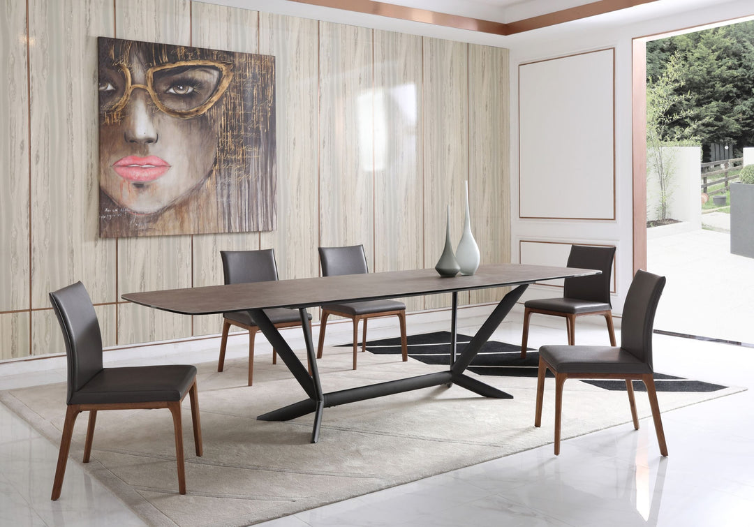 Herzog  Modern Grey Ceramic Dining Table
