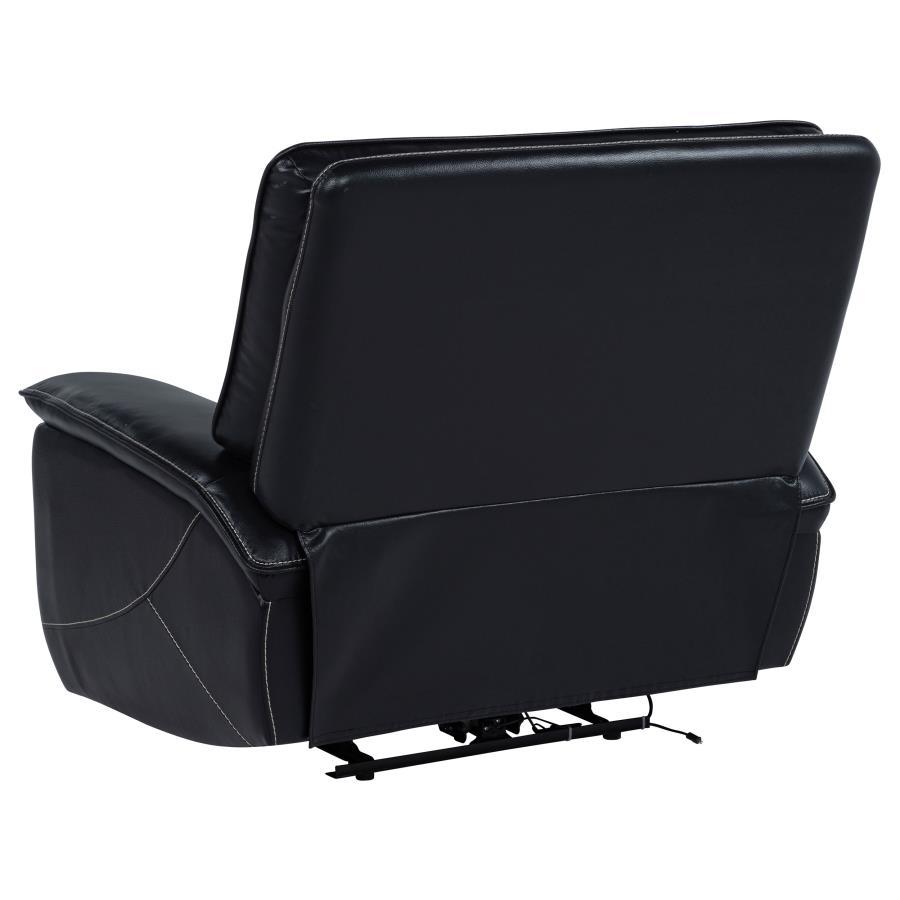 Hewitt - Leather Upholstered Dual Power Recliner Chair - Black Reclining Chair modern furniture Contempo Furniture