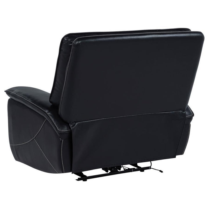 Hewitt - Leather Upholstered Dual Power Recliner Chair - Black Reclining Chair modern furniture Contempo Furniture