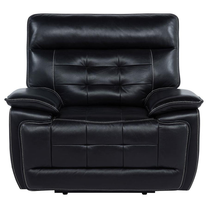 Hewitt - Leather Upholstered Dual Power Recliner Chair - Black Reclining Chair modern furniture Contempo Furniture