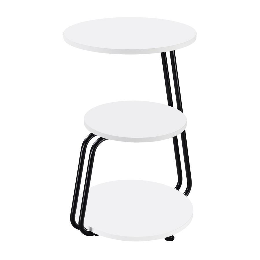 Hilly - 3 - Tier Round Accent Side Table - White And Black Side Table modern furniture Contempo Furniture