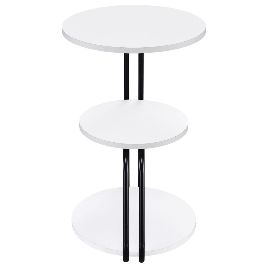 Hilly - 3 - Tier Round Accent Side Table - White And Black Side Table modern furniture Contempo Furniture