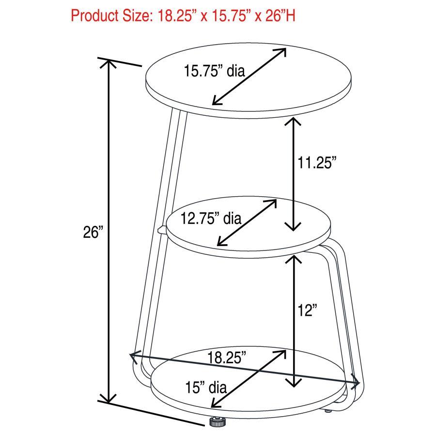 Hilly - 3 - Tier Round Accent Side Table - White And Black Side Table modern furniture Contempo Furniture