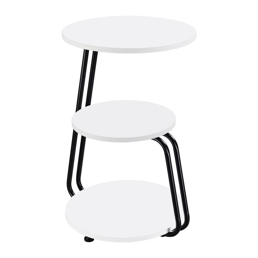 Hilly - 3 - Tier Round Accent Side Table - White And Black Side Table modern furniture Contempo Furniture
