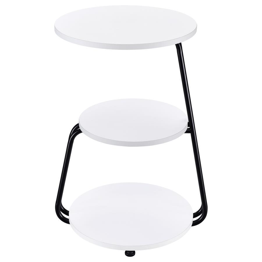 Hilly - 3 - Tier Round Accent Side Table - White And Black Side Table modern furniture Contempo Furniture
