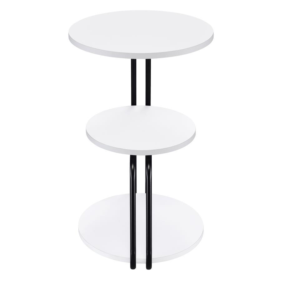 Hilly - 3 - Tier Round Accent Side Table - White And Black Side Table modern furniture Contempo Furniture