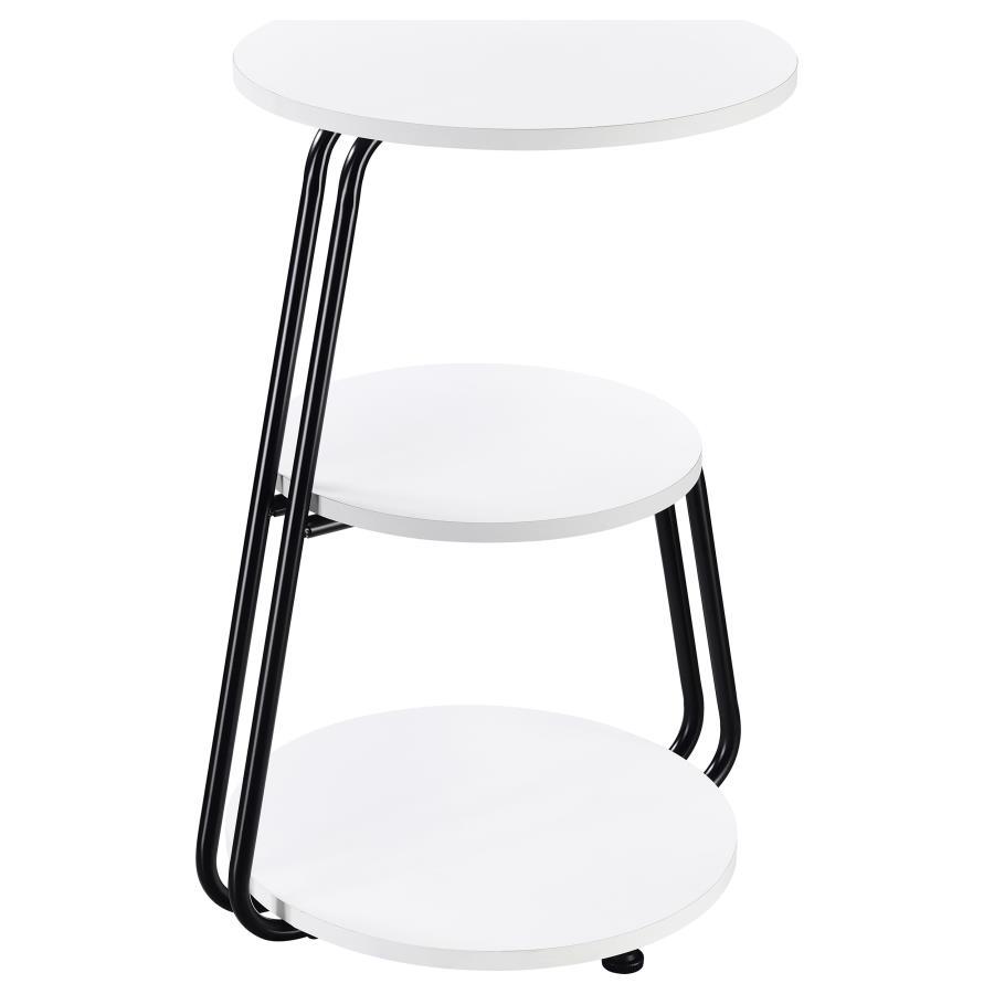 Hilly - 3 - Tier Round Accent Side Table - White And Black Side Table modern furniture Contempo Furniture