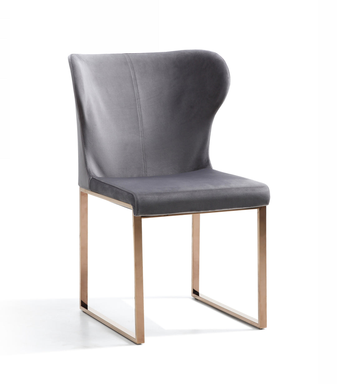Chadwick Modern Grey Velvet & Rosegold Dining Chair