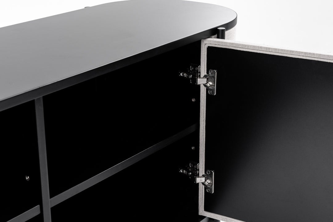 Hobart - Modern Beige Fabric & Black Metal Buffet