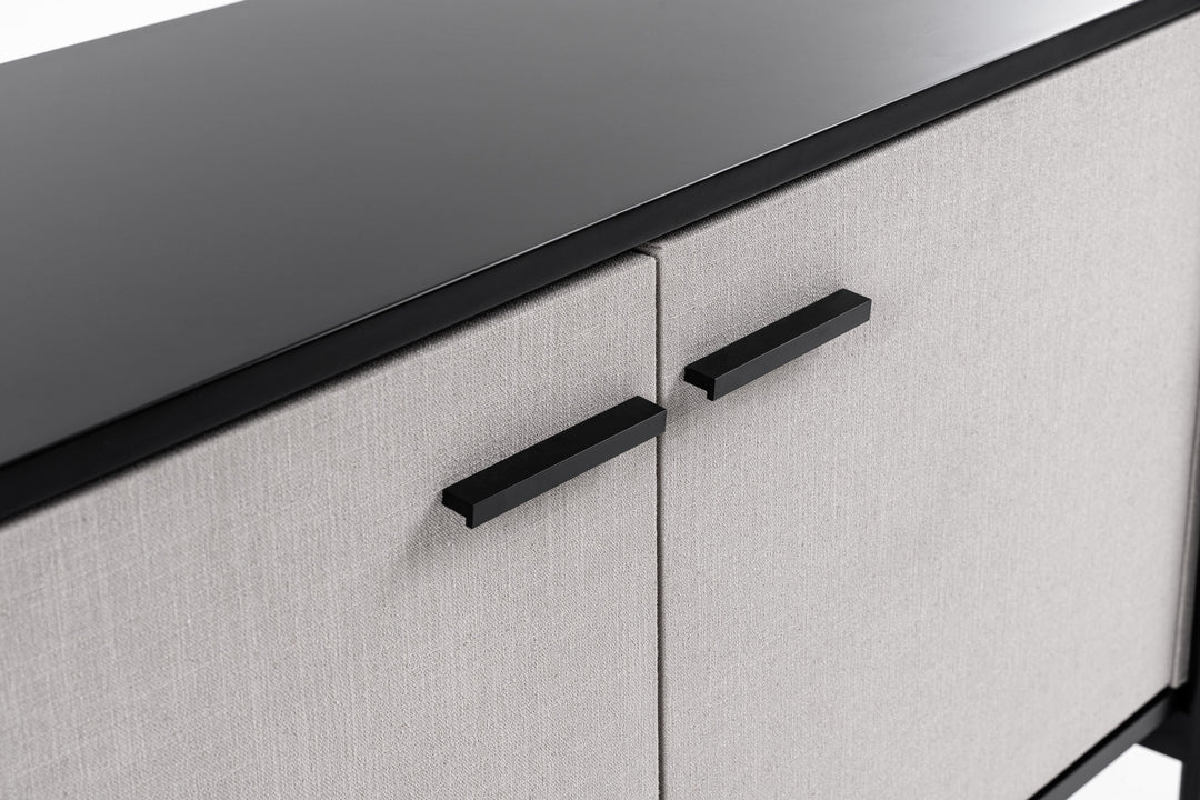 Hobart - Modern Beige Fabric & Black Metal Buffet
