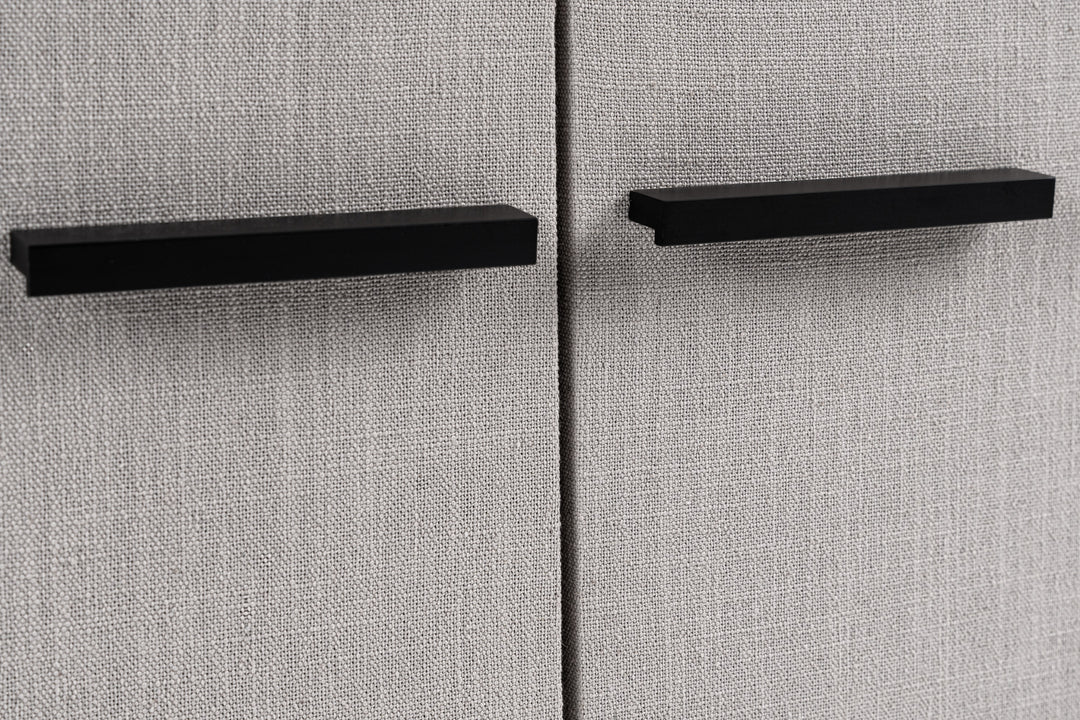 Hobart  Modern Beige Fabric & Black Metal Buffet