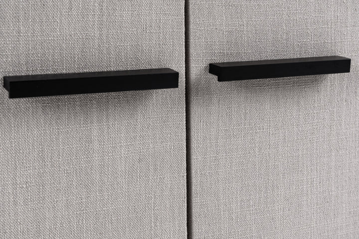 Hobart  Modern Beige Fabric & Black Metal Buffet