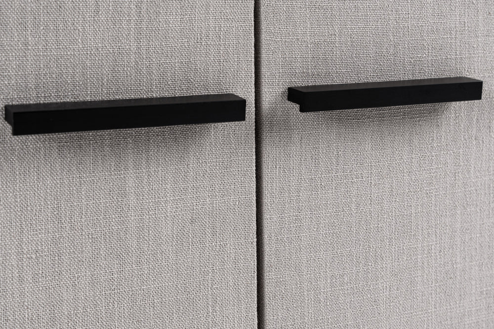 Hobart - Modern Beige Fabric & Black Metal Buffet - View 9