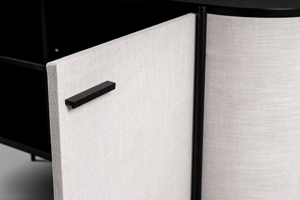 Hobart - Modern Beige Fabric & Black Metal Buffet - View 7