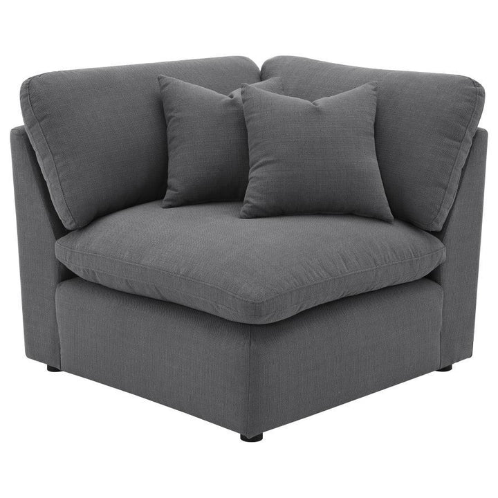 Hobson - 5 Piece Upholstered Modular Sectional Sofa - Charcoal Stationary Sectional modern furniture Contempo Furniture