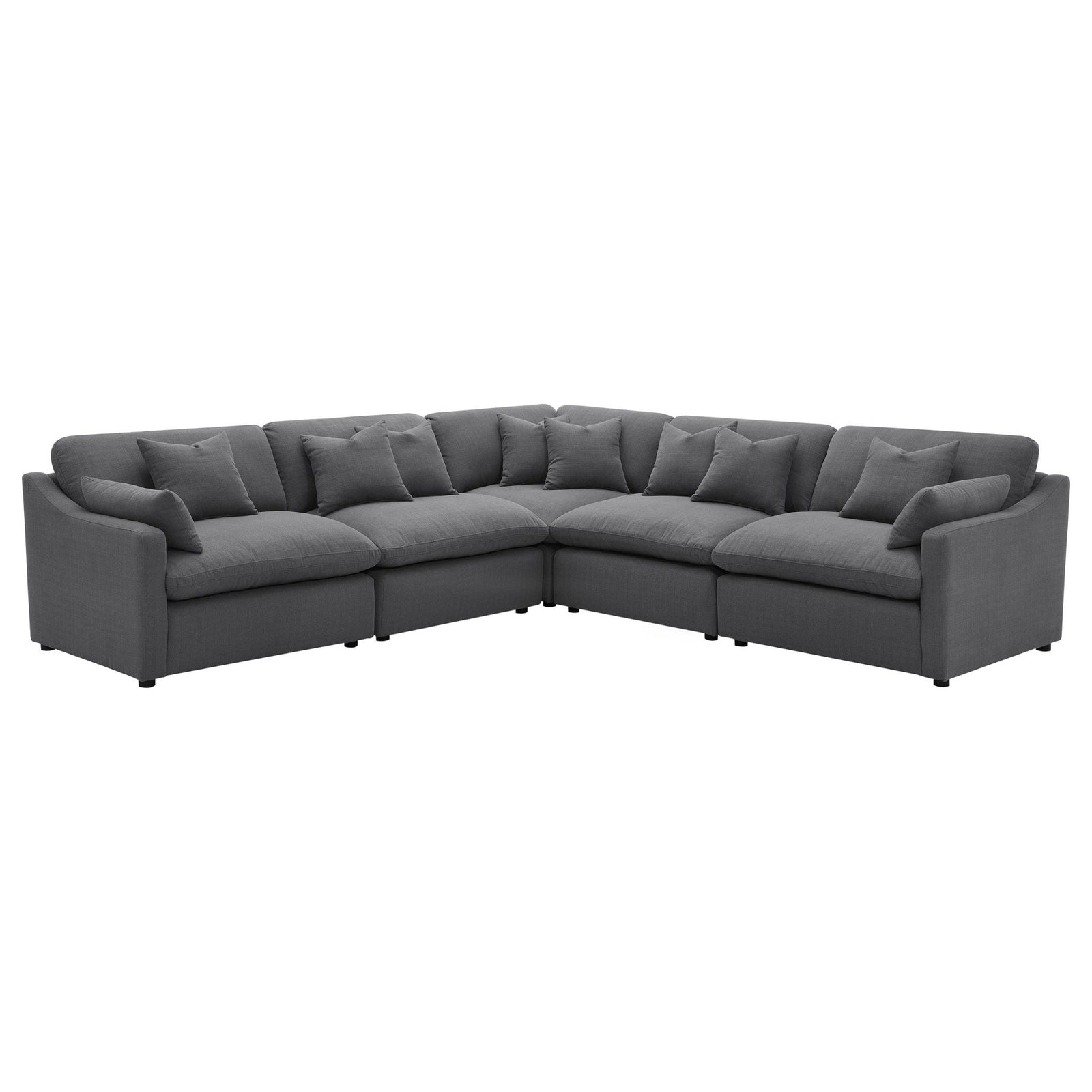 Hobson - 5 Piece Upholstered Modular Sectional Sofa - Charcoal Stationary Sectional modern furniture Contempo Furniture