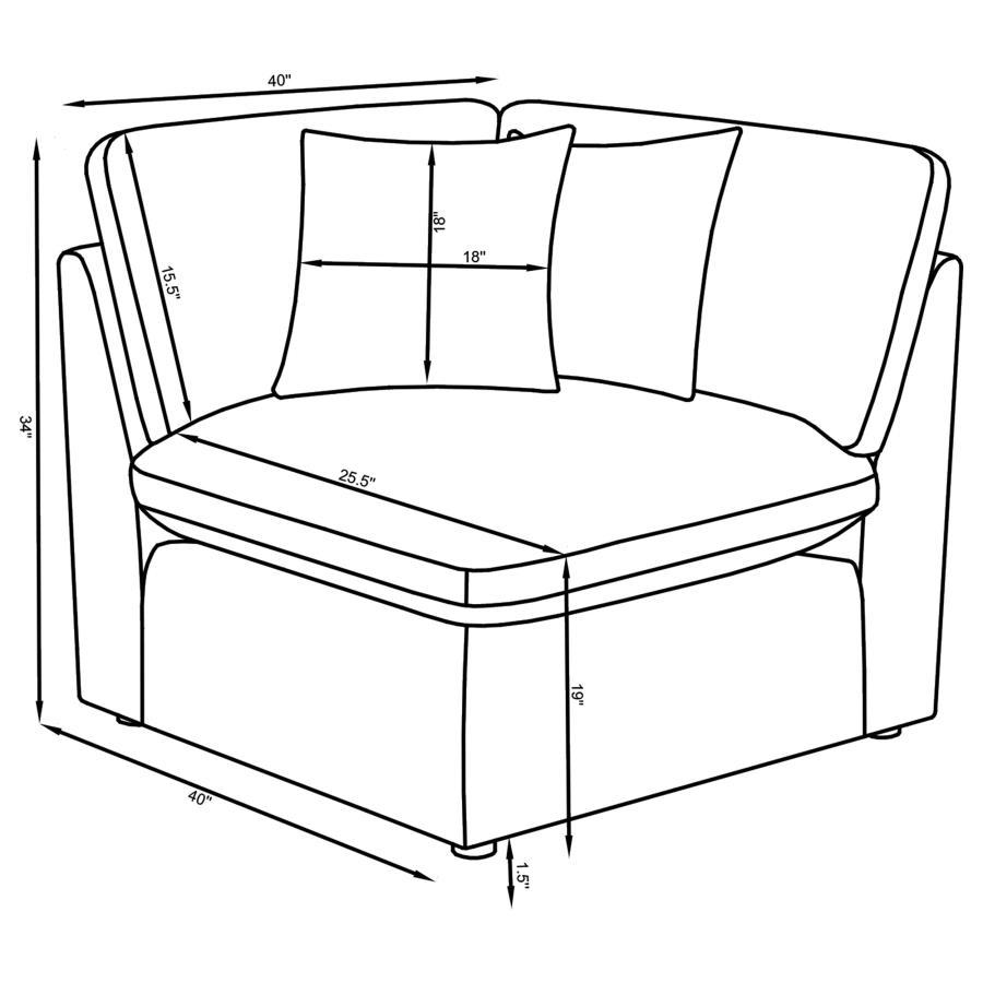 Hobson - 5 Piece Upholstered Modular Sectional Sofa - Ivory Stationary Sectional modern furniture Contempo Furniture