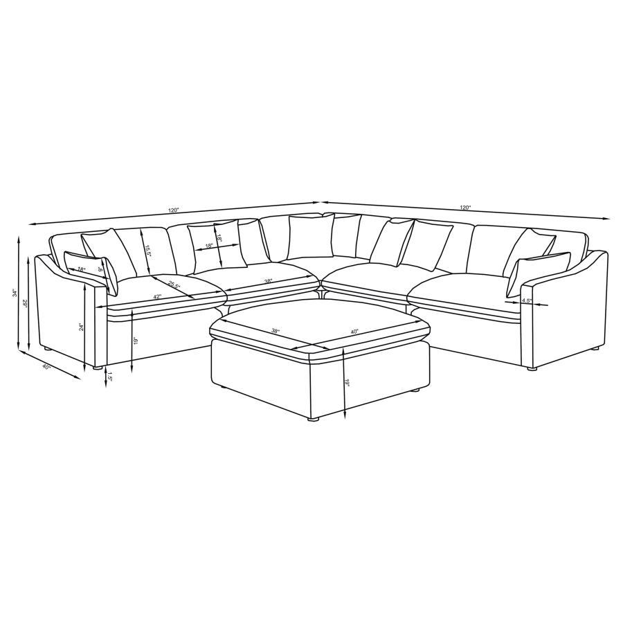 Hobson - 6 Piece Upholstered Modular Sectional Sofa - Ivory 2 - Piece Living Room Set modern furniture Contempo Furniture