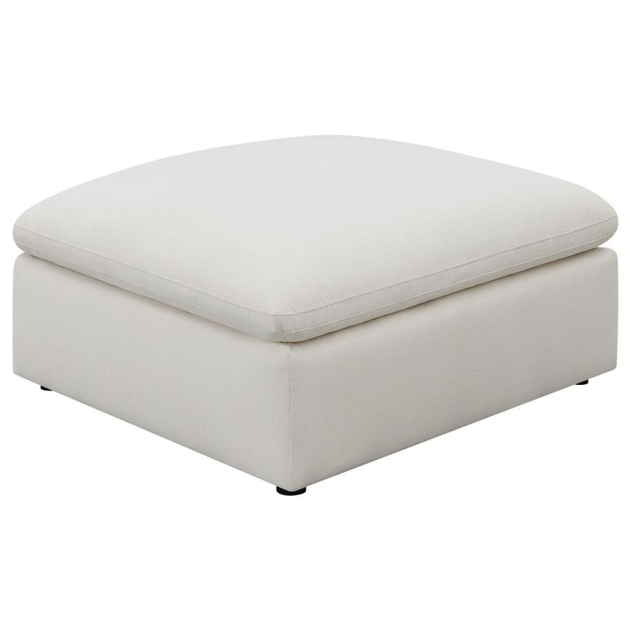 Hobson - Square Upholstered Ottoman - Ivory Upholstered Ottoman modern furniture Contempo Furniture