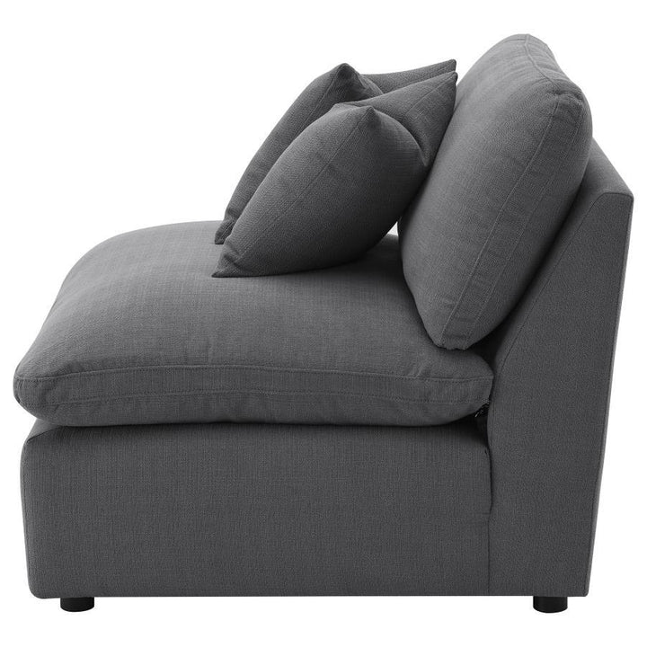 Hobson - Upholstered Armless Chair - Charcoal Stationary Chair modern furniture Contempo Furniture
