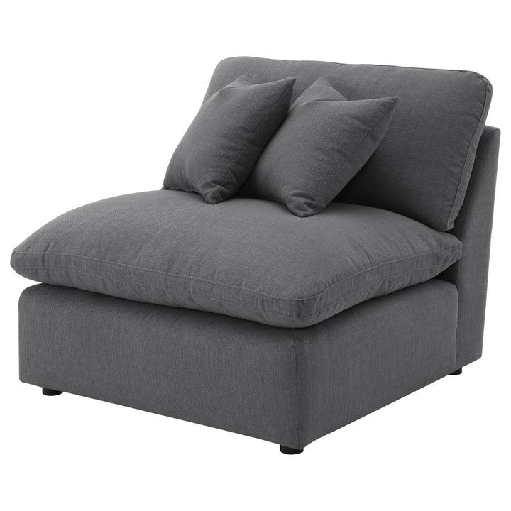 Hobson - Upholstered Armless Chair - Charcoal Stationary Chair modern furniture Contempo Furniture