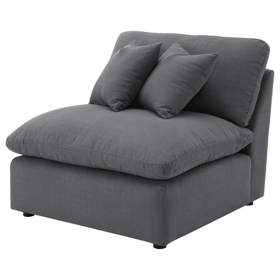 Hobson - Upholstered Armless Chair - Charcoal Stationary Chair modern furniture Contempo Furniture