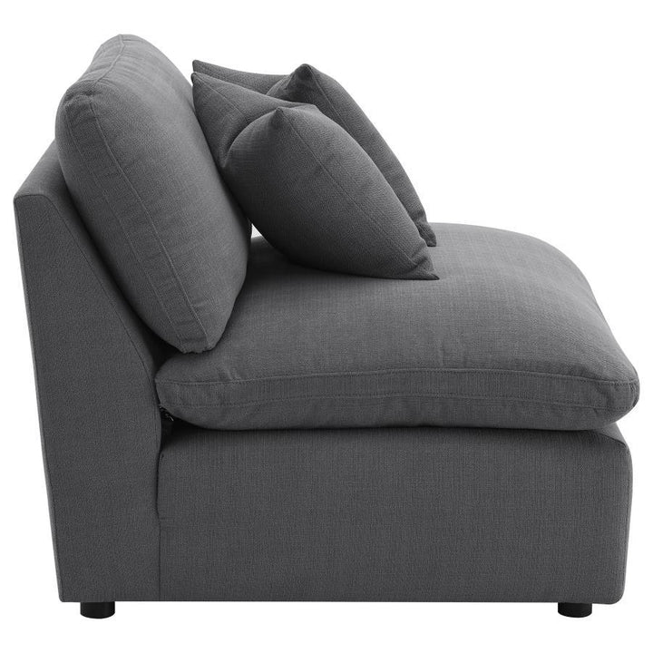 Hobson - Upholstered Armless Chair - Charcoal Stationary Chair modern furniture Contempo Furniture
