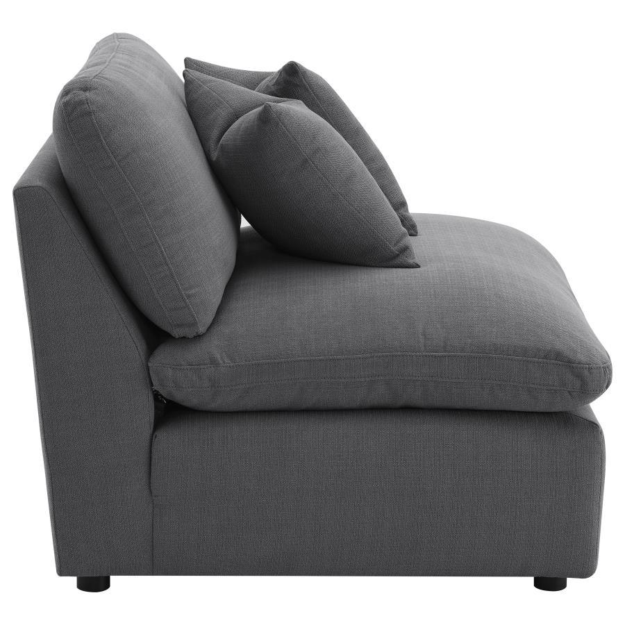 Hobson - Upholstered Armless Chair - Charcoal Stationary Chair modern furniture Contempo Furniture