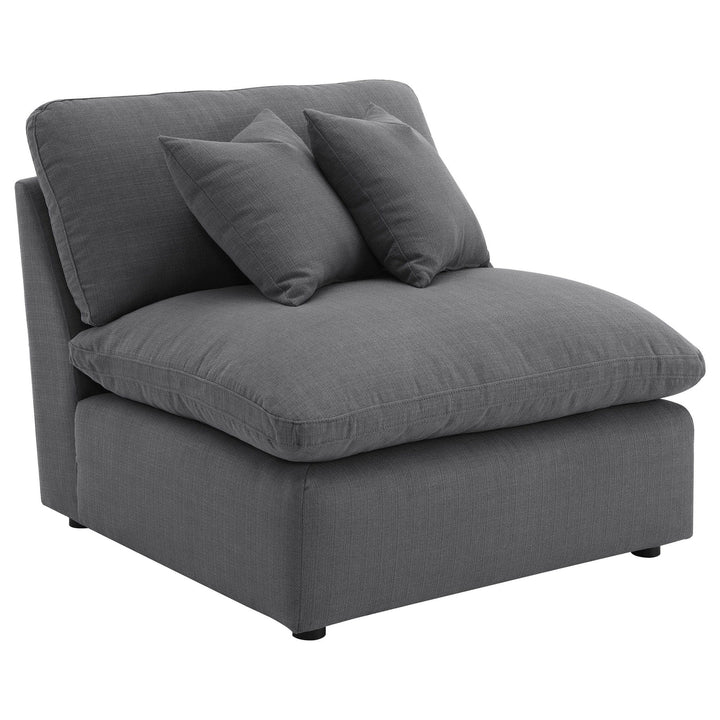 Hobson - Upholstered Armless Chair - Charcoal Stationary Chair modern furniture Contempo Furniture