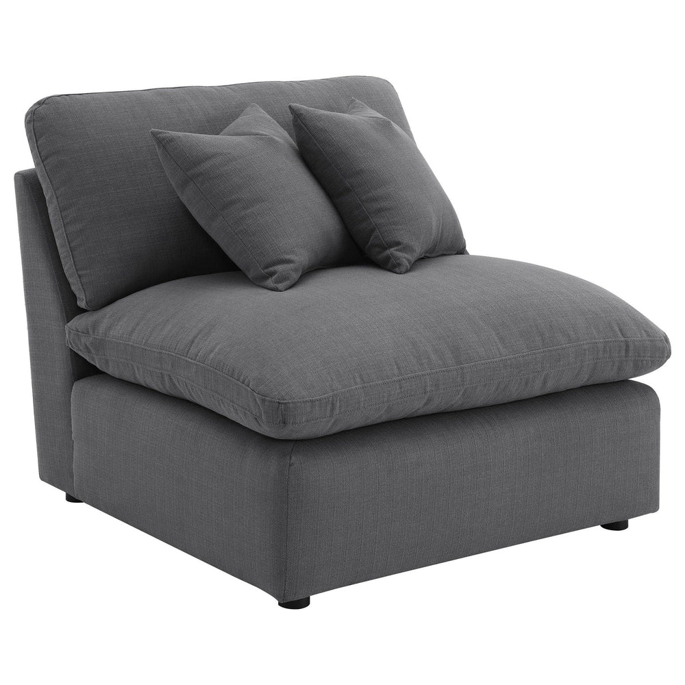 Hobson - Upholstered Armless Chair - Charcoal Stationary Chair modern furniture Contempo Furniture