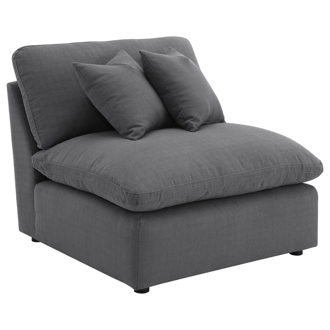 Hobson - Upholstered Armless Chair - Charcoal Stationary Chair modern furniture Contempo Furniture