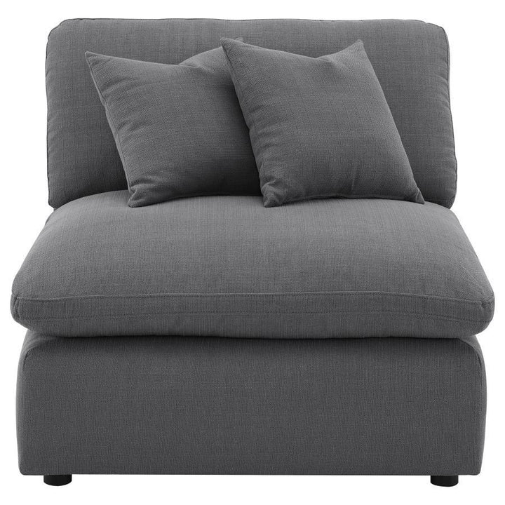 Hobson - Upholstered Armless Chair - Charcoal Stationary Chair modern furniture Contempo Furniture