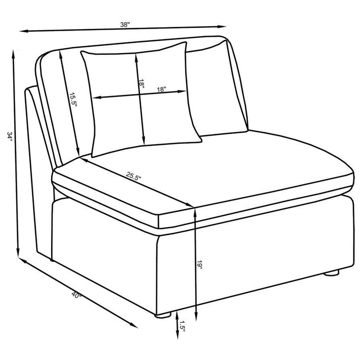 Hobson - Upholstered Armless Chair - Ivory Stationary Chair modern furniture Contempo Furniture