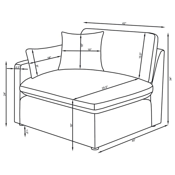 Hobson - Upholstered LAF Chair - Charcoal Stationary Chair modern furniture Contempo Furniture
