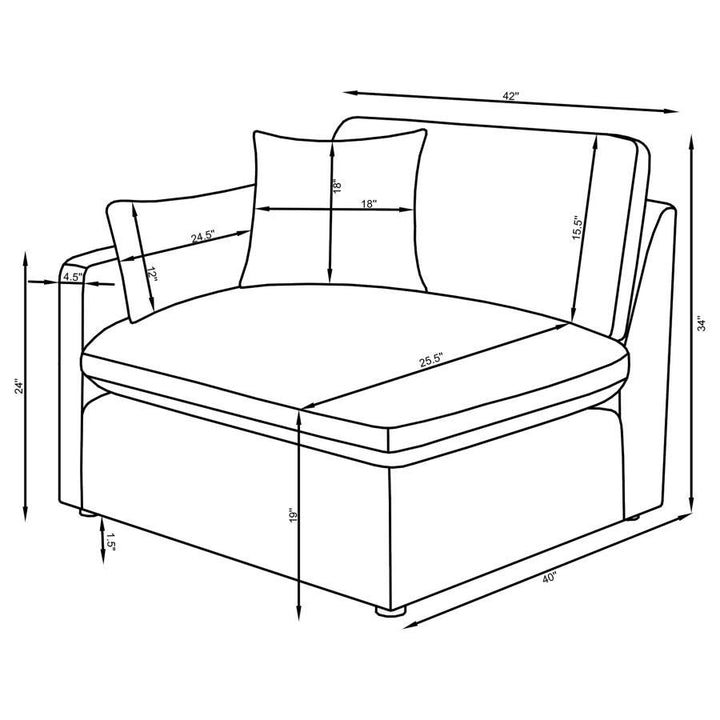 Hobson - Upholstered LAF Chair - Ivory Stationary Chair modern furniture Contempo Furniture