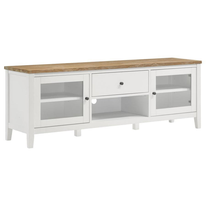Hollis - 2 Door Wood TV Stand With Drawer - Brown And White TV Stand modern furniture Contempo Furniture