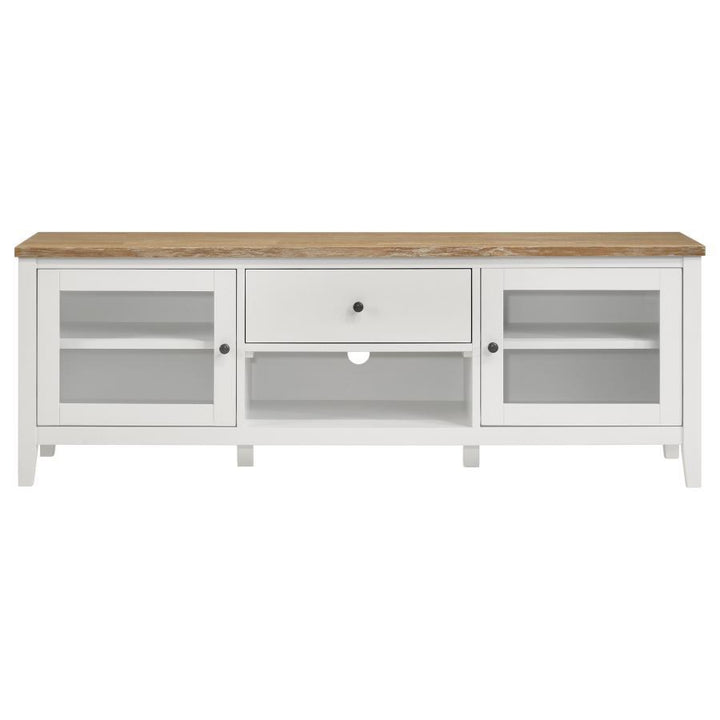 Hollis - 2 Door Wood TV Stand With Drawer - Brown And White TV Stand modern furniture Contempo Furniture