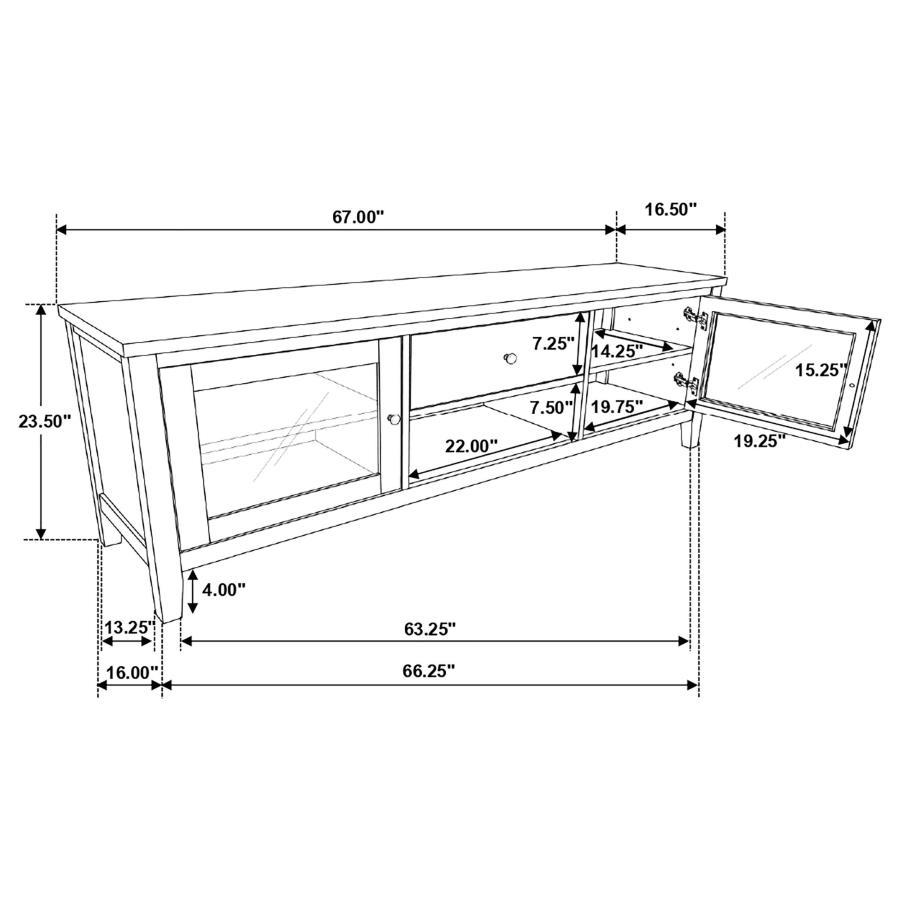 Hollis - 2 Door Wood TV Stand With Drawer - Brown And White TV Stand modern furniture Contempo Furniture
