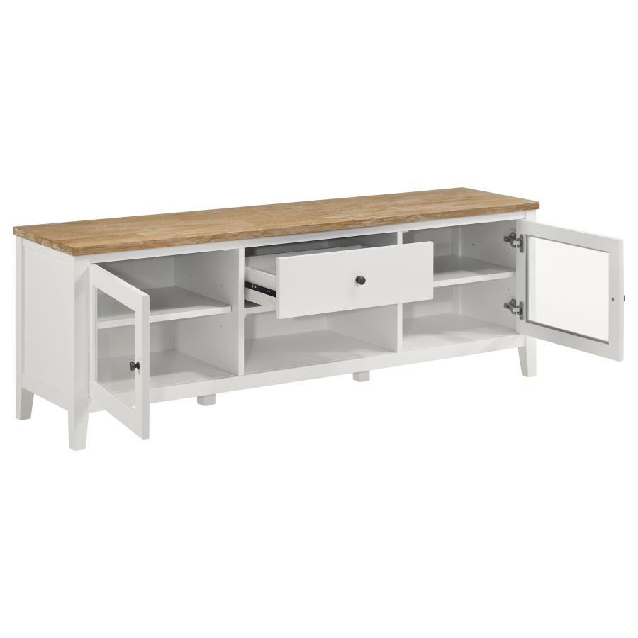 Hollis - 2 Door Wood TV Stand With Drawer - Brown And White TV Stand modern furniture Contempo Furniture