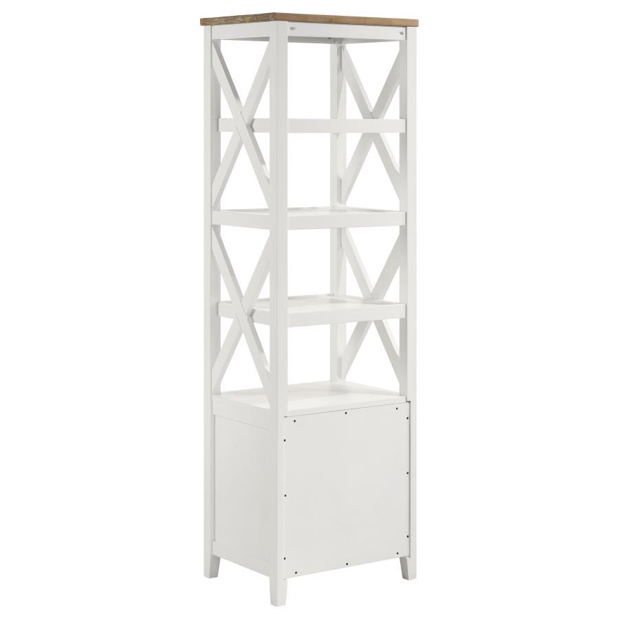 Hollis - 4 - Shelf Wood Media Tower With Drawers - Brown And White Piers modern furniture Contempo Furniture