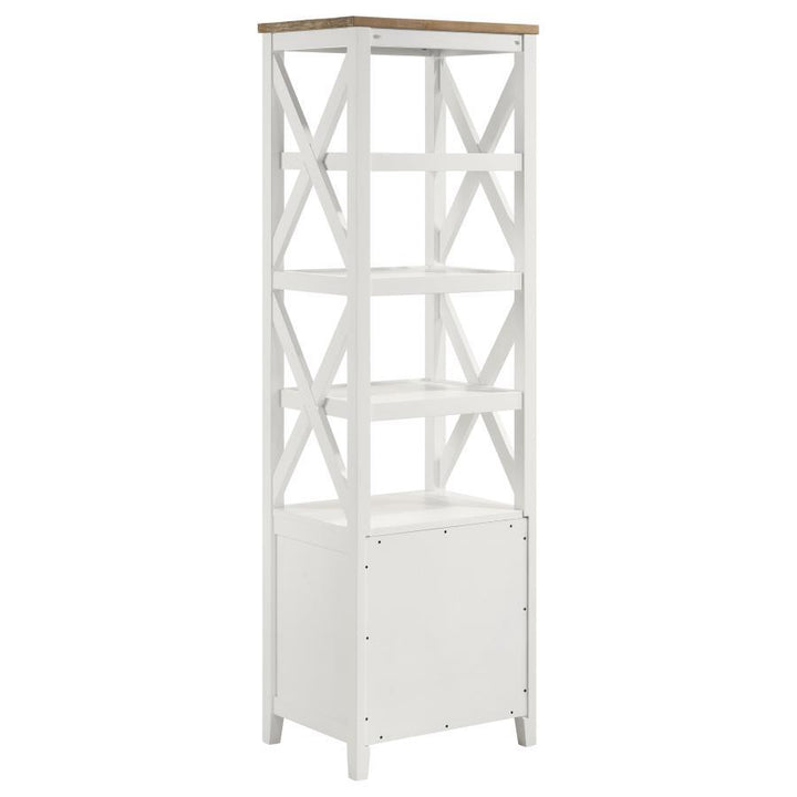 Hollis - 4 - Shelf Wood Media Tower With Drawers - Brown And White Piers modern furniture Contempo Furniture