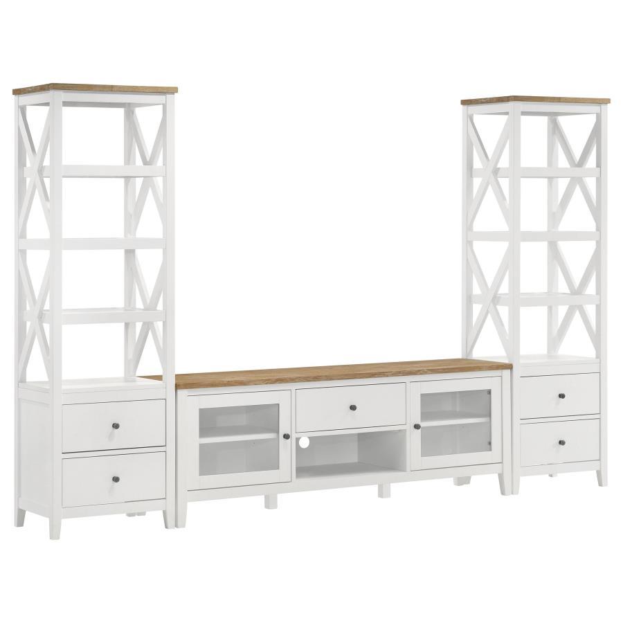 Hollis - 4 - Shelf Wood Media Tower With Drawers - Brown And White Piers modern furniture Contempo Furniture
