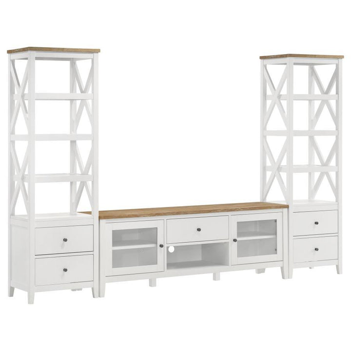 Hollis - 4 - Shelf Wood Media Tower With Drawers - Brown And White Piers modern furniture Contempo Furniture