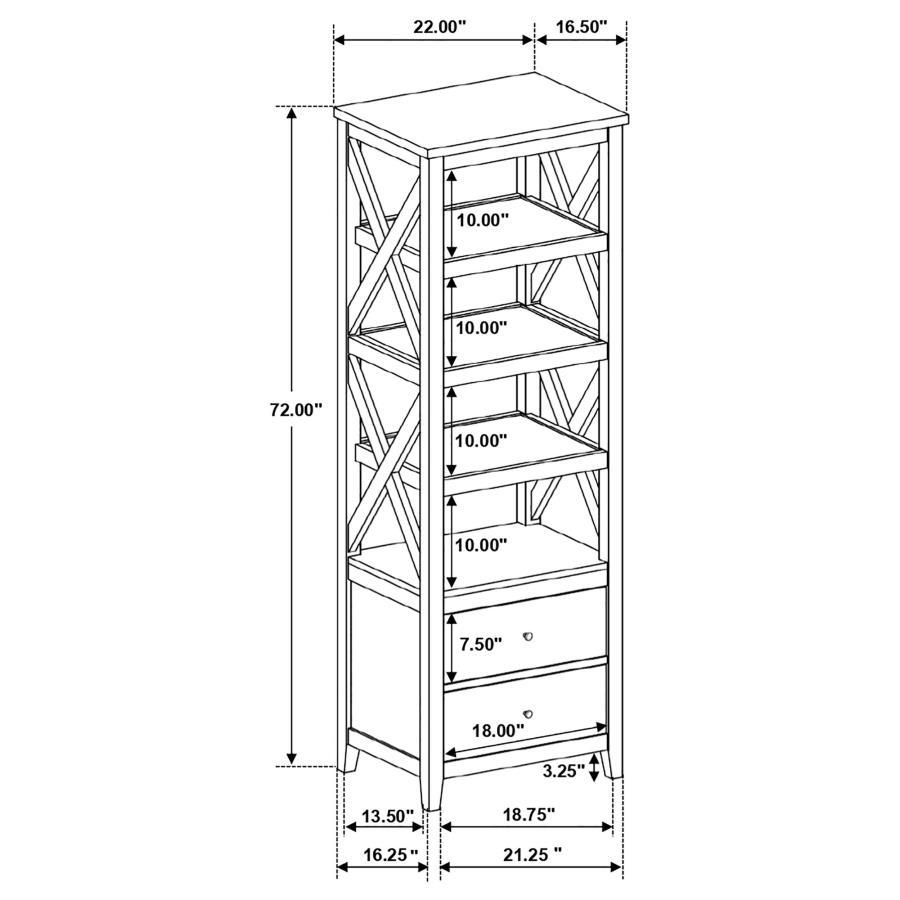 Hollis - 4 - Shelf Wood Media Tower With Drawers - Brown And White Piers modern furniture Contempo Furniture