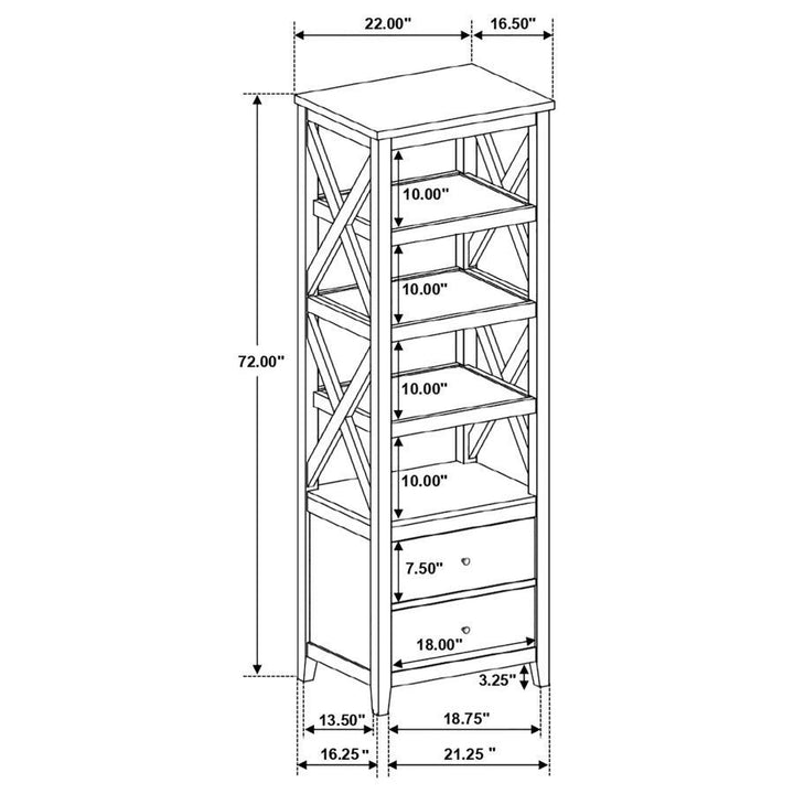 Hollis - 4 - Shelf Wood Media Tower With Drawers - Brown And White Piers modern furniture Contempo Furniture