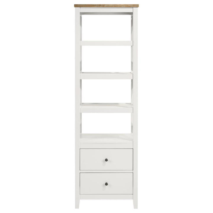 Hollis - 4 - Shelf Wood Media Tower With Drawers - Brown And White Piers modern furniture Contempo Furniture