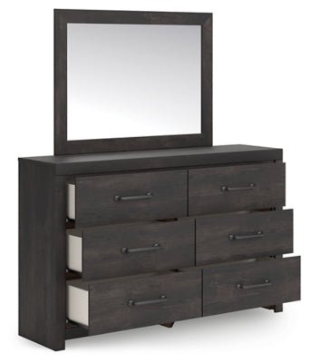 Hollivern Dresser and Mirror - Dark Gray Dresser & Mirror modern furniture Contempo Furniture