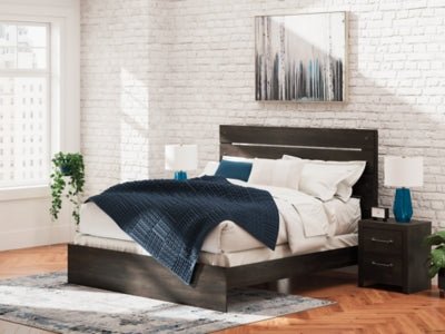Hollivern King Panel Bed - Dark Gray Panel Bed modern furniture Contempo Furniture